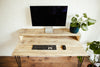 Hairpin desk with monitor riser